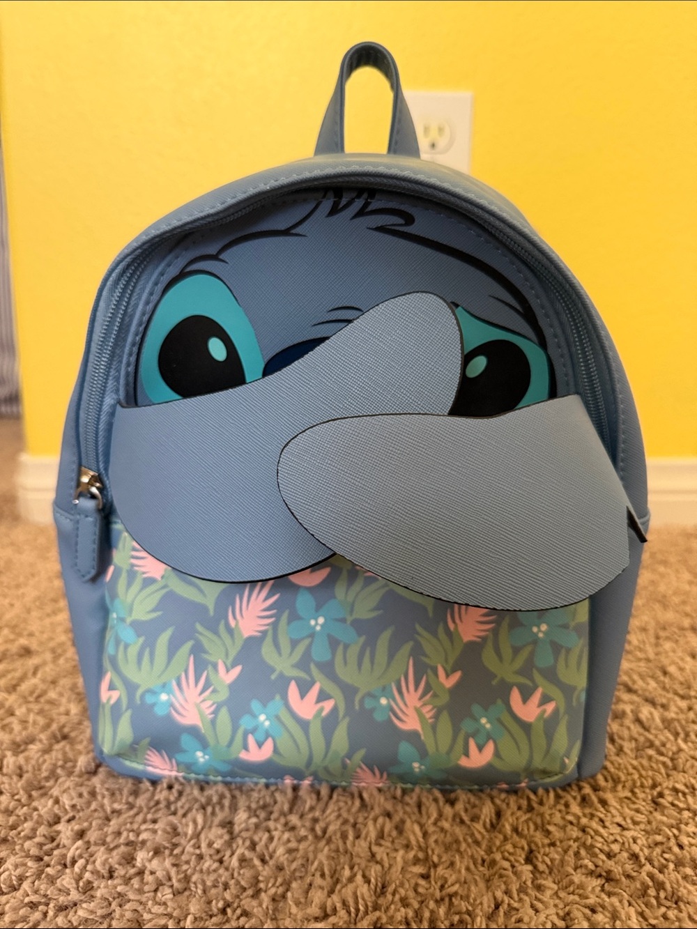 Disney Blue Stitch Floral Mini Backpack
